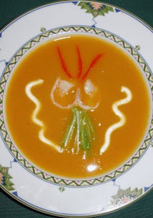 A picture of Butternut Squash Soup with Shrimp - Jon Style.
