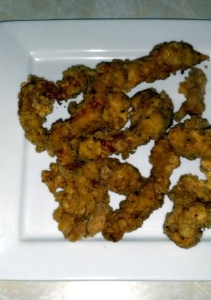 A picture of Crispy chicken strips (my recipe).