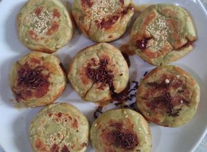 Foto resep Vegan Sweet Potato Hotteok | Korean Mochi Pancake (brown sugar & nuts), Ubi Kuning🍠🍘