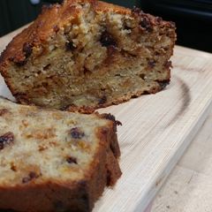A picture of Salted Caramel & Chocolate Chip Banana Bread.