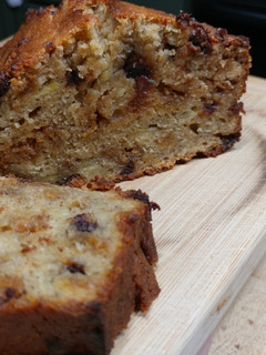 A picture of Salted Caramel & Chocolate Chip Banana Bread.
