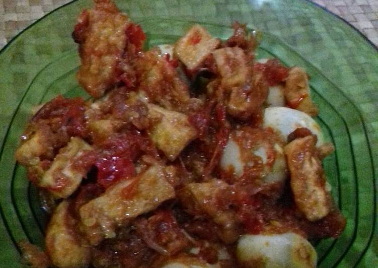 Resep Tahu telur puyuh sambal balado, Lezat Sekali