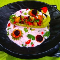 A picture of Mix Salad with vegetable Raita.