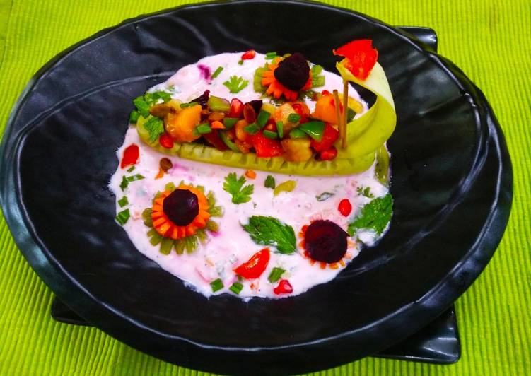 Easiest Way to Make Perfect Mix Salad with vegetable Raita