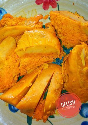 A picture of Okpa (Bambara nut cake).