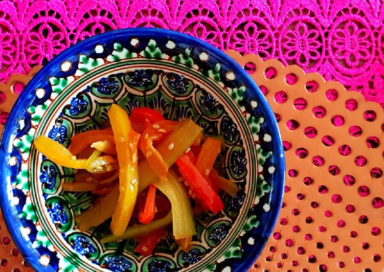 Step-by-Step Guide to Prepare Speedy Celery and Bell Pepper Kimpira