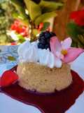 Flan  de Vainilla con Coulis de Mora