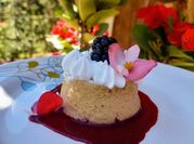 Una foto de postres con coulis
