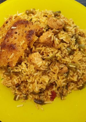 عکسی از دستور لوبیا پلو با فیله مرغ