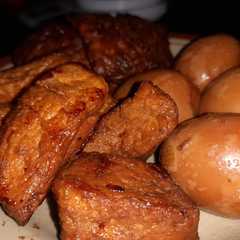 A picture of Bacem (telor,tahu,tempe).