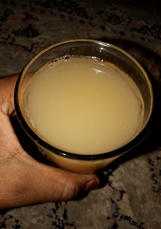 A picture of Coconut n pineapple based tamarind refresher.