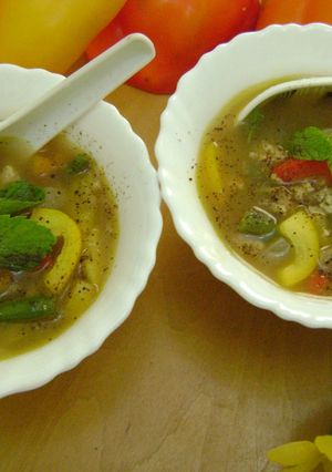 A picture of Lemony Chicken & Bell Pepper Soup.