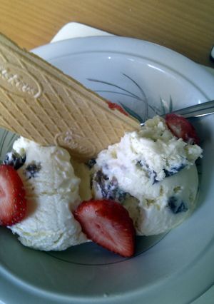 A picture of rum n raisin ice cream....