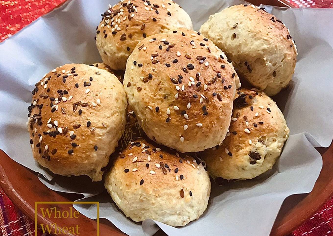 Whole Wheat Flaxseed Buns (No eggs | No butter | No knead)