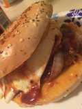 Steak egg and cheese bagel