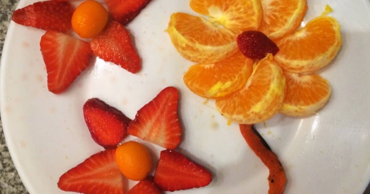 Desayuno o merienda saludable para niños formas con fruta Receta de geri :  @ en Instagram- Cookpad