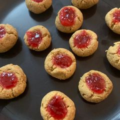 A picture of Oats thumb print cookies.