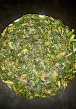 A picture of Spring onion in rice starch.