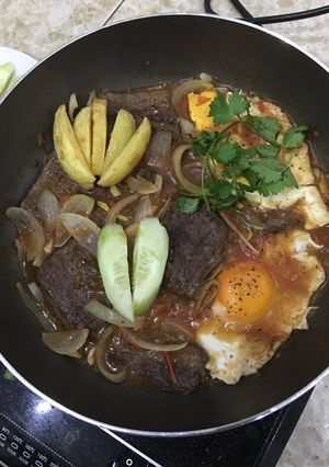 Hình của món Bò bít tết sốt tiêu.