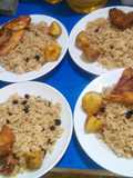 Arroz de Cocó en Coca-Cola papá acompañado con mojarra