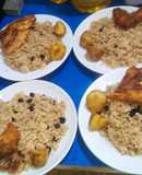 Arroz de Cocó en Coca-Cola papá acompañado con mojarra