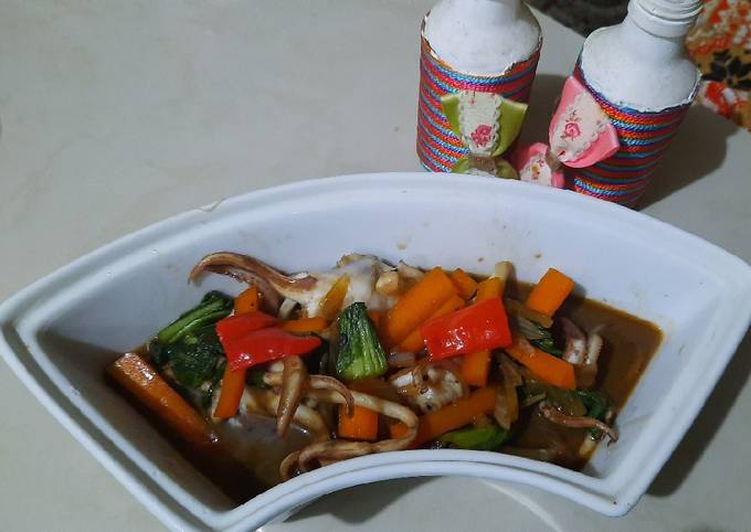 Langkah Mudah Memasak Resep Kepala Cumi Saus Tiram