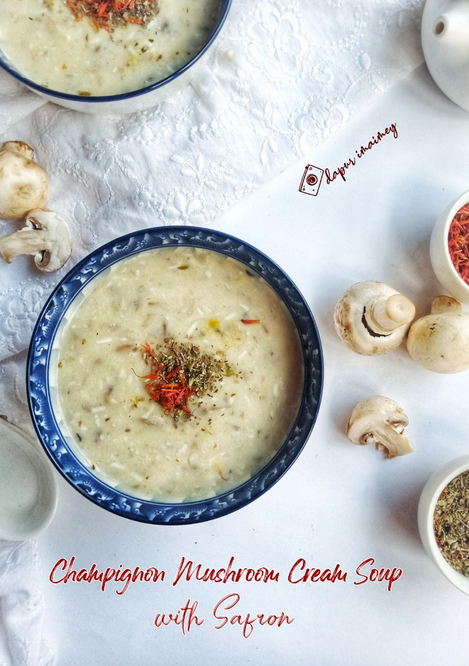 Foto resep Champignon Mushroom Cream Soup with Safronq