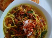 A picture of red lentil pasta