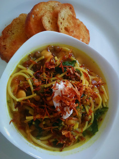 A picture of Whole Lentil Soup with Spaghetti.