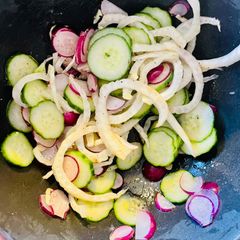 A picture of Fennel, radish and cucumber salad.