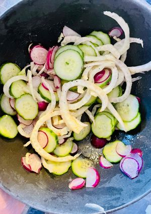 A picture of Fennel, radish and cucumber salad.