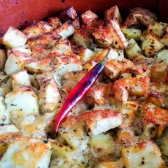 Fragrant Roasted Potatoes with Melted Cheddar Cheese (Vegetarian) A picture of Fragrant Roasted Potatoes with Melted Cheddar Cheese (Vegetarian).