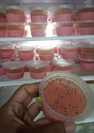 Foto resep Puding susu strawbery leci