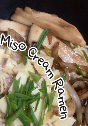 Foto resep Miso Cream Ramen with Shimeji and King Oyster Mushroom