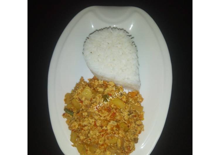 Recipe: Tasty White rice with egg and awara (tofu)sauce This is Secret Recipe  From My Kitchen !!