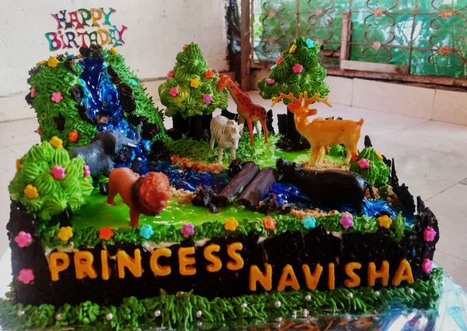 Shop for Fresh Jungle with River Flowing Theme 1st Birthday Cake online -  Guna