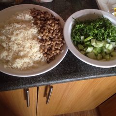 Rice and beans with pepper nd vegetable A picture of Rice and beans with pepper nd vegetable.