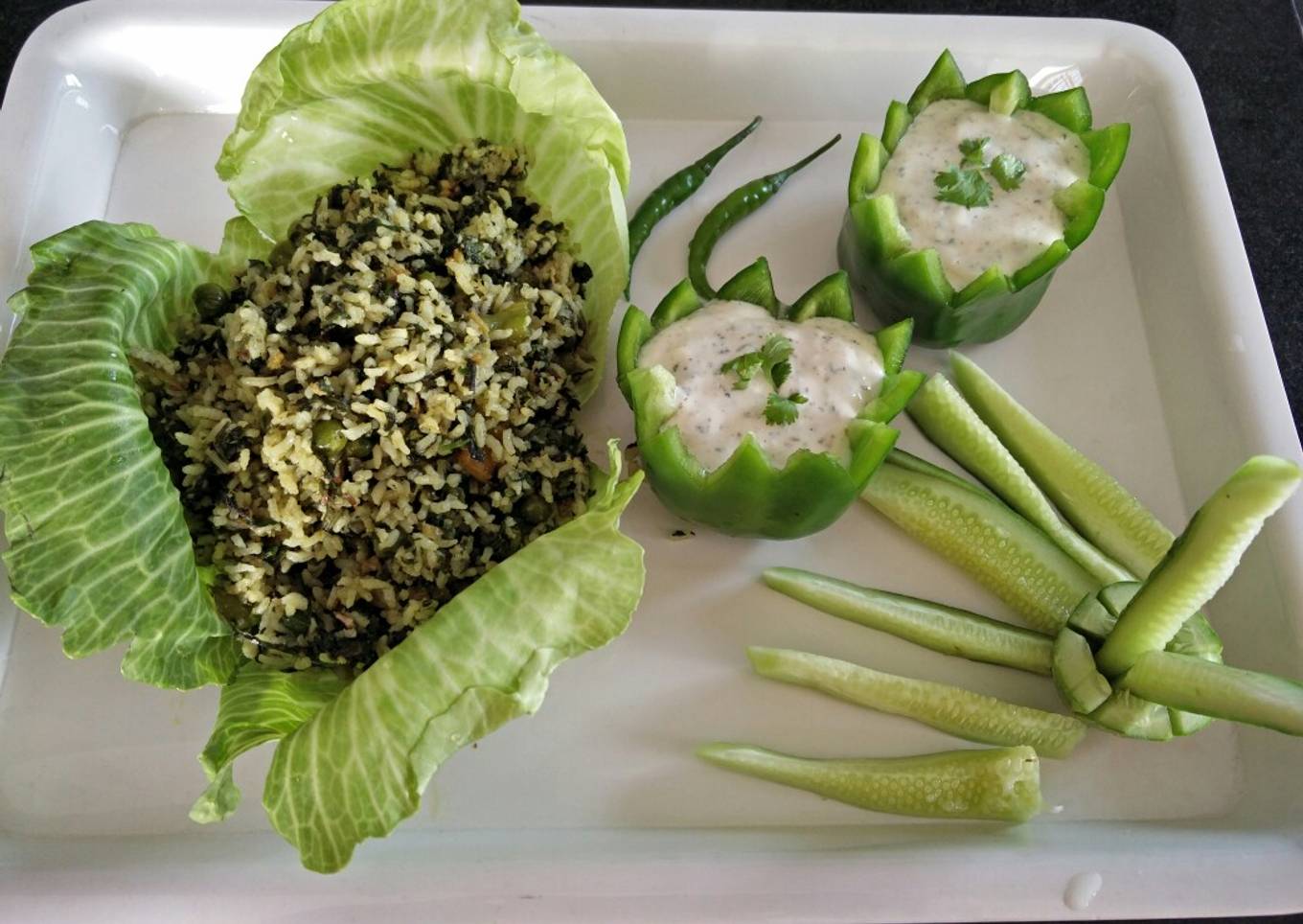 Hriyala Pulao With Mint Raita