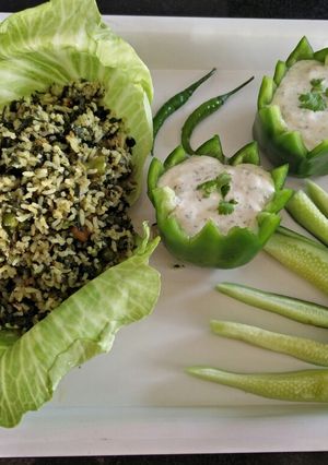 A picture of Hriyala Pulao With Mint Raita.