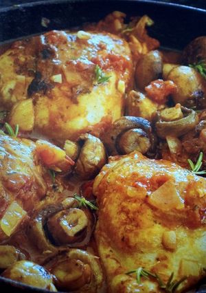 A picture of Chicken with Mushrooms Tomatoes and Rosemary..