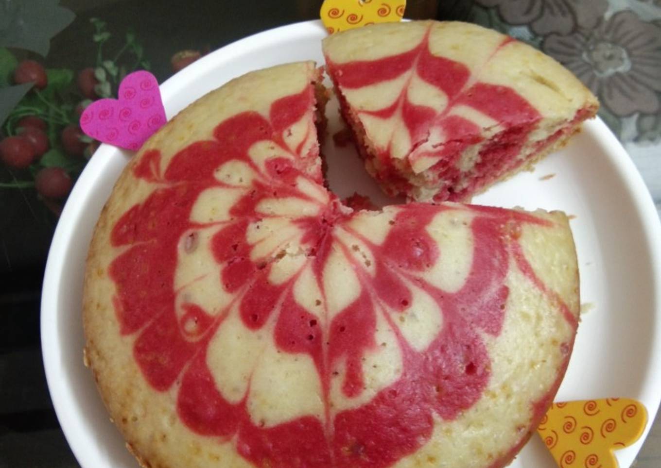 Red velvet marble cake eggless