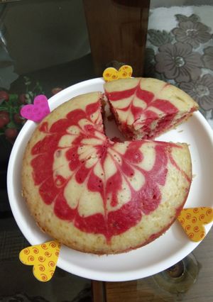 A picture of Red velvet marble cake eggless.