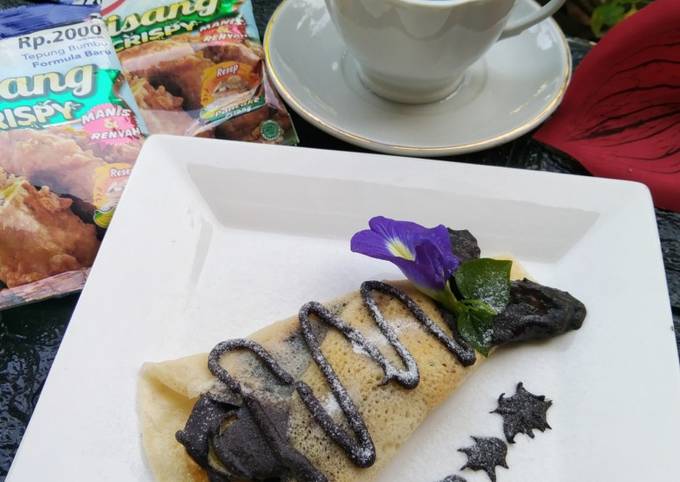 Cara membuat Pisang crepes coklat salju Cara membuat Pisang crepes coklat salju