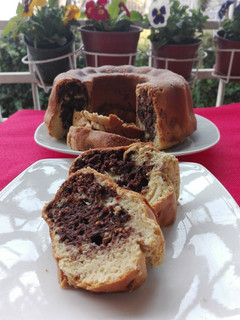 Una foto de Queque marmolado con chocolate negro
