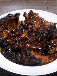 A picture of sweet and sour spare ribs spicy and sweet.