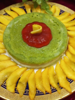 A picture of Independence mousse cake.