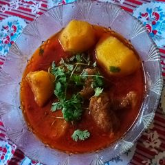 A picture of Hyderabadi Aloo gosht.