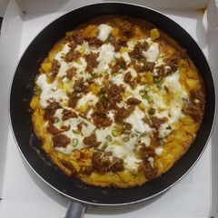 A picture of Potato omelette pizza.