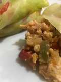 Fajita de col rellena de pollo