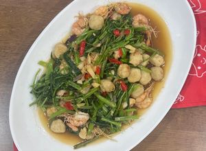 Foto resep Cah Kangkung Udang Bakso Mutiara